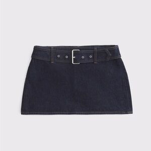 Abercrombie Curve Love Dark Indigo Denim Belted Mini Skirt
